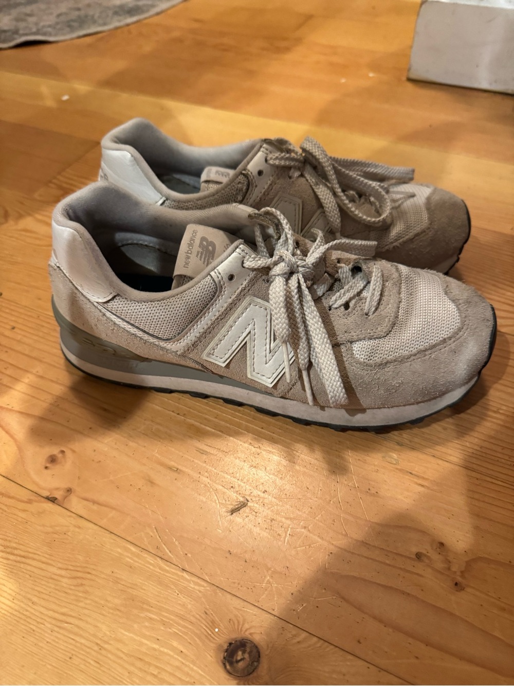 New Balance 574 Women's Light Beige Suede & Mesh Sneakers